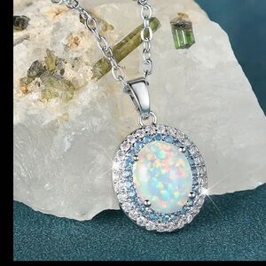Aquamarine Oval Pendant Necklace